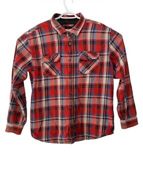Prana Red Plaid Flannel Button-Up Shirt Mens outdoors  XXL